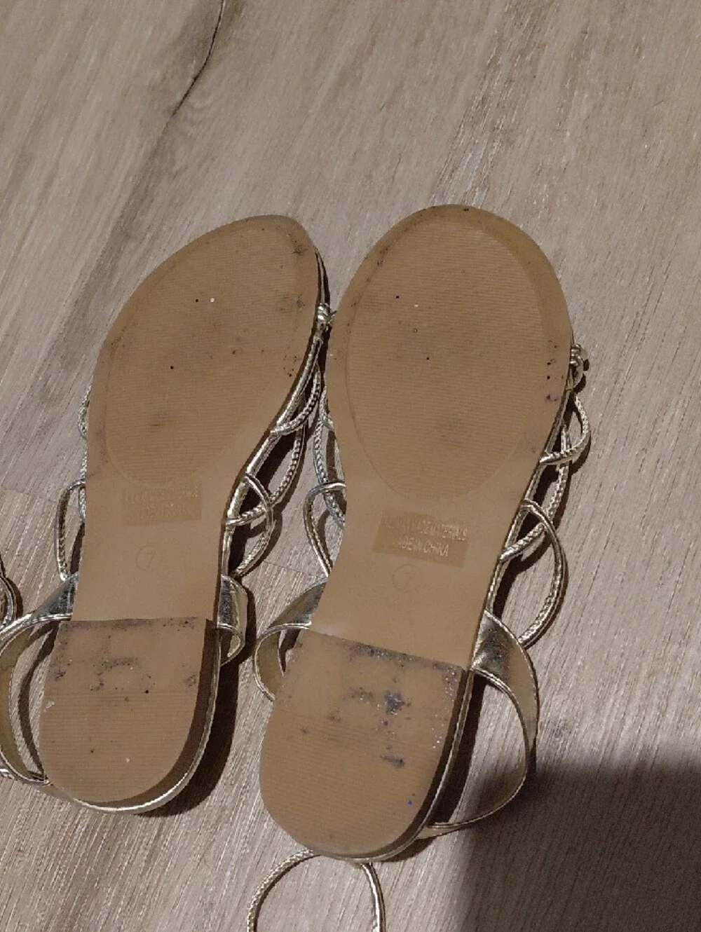 Metallic Gold Lace-Up Women's Sandals